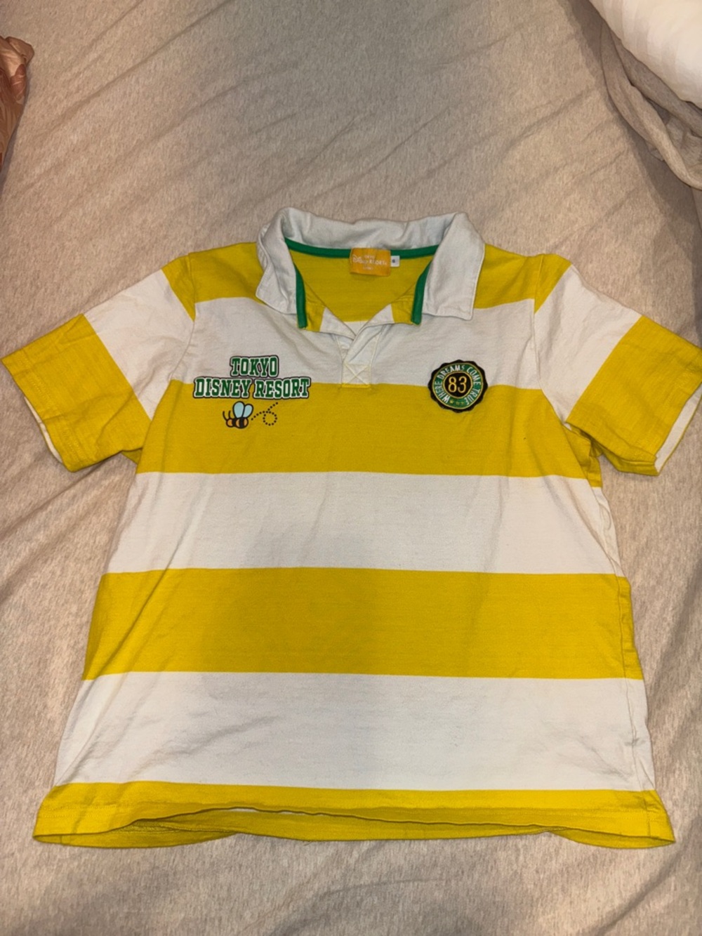 Disney Yellow & White Striped Polo Shirt